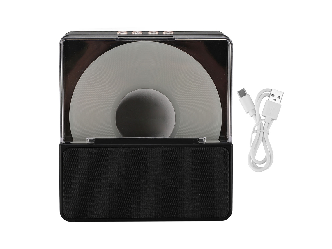 Caixa De Som Bluetooth Retro 2 Em 1 Com Luz De Noite Estéreo 2000mah Sem Fio Mesa Preto