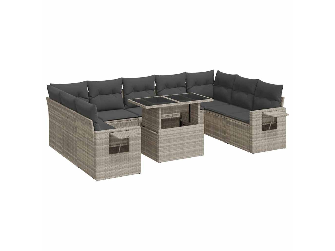 Conjunto 10 de sofás de jardim VIDAXL Cinzeto Rattan / Vime