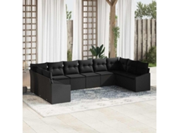 Vidaxl Conjunto De Sofás 10 Unid. Preto Vime Pe
