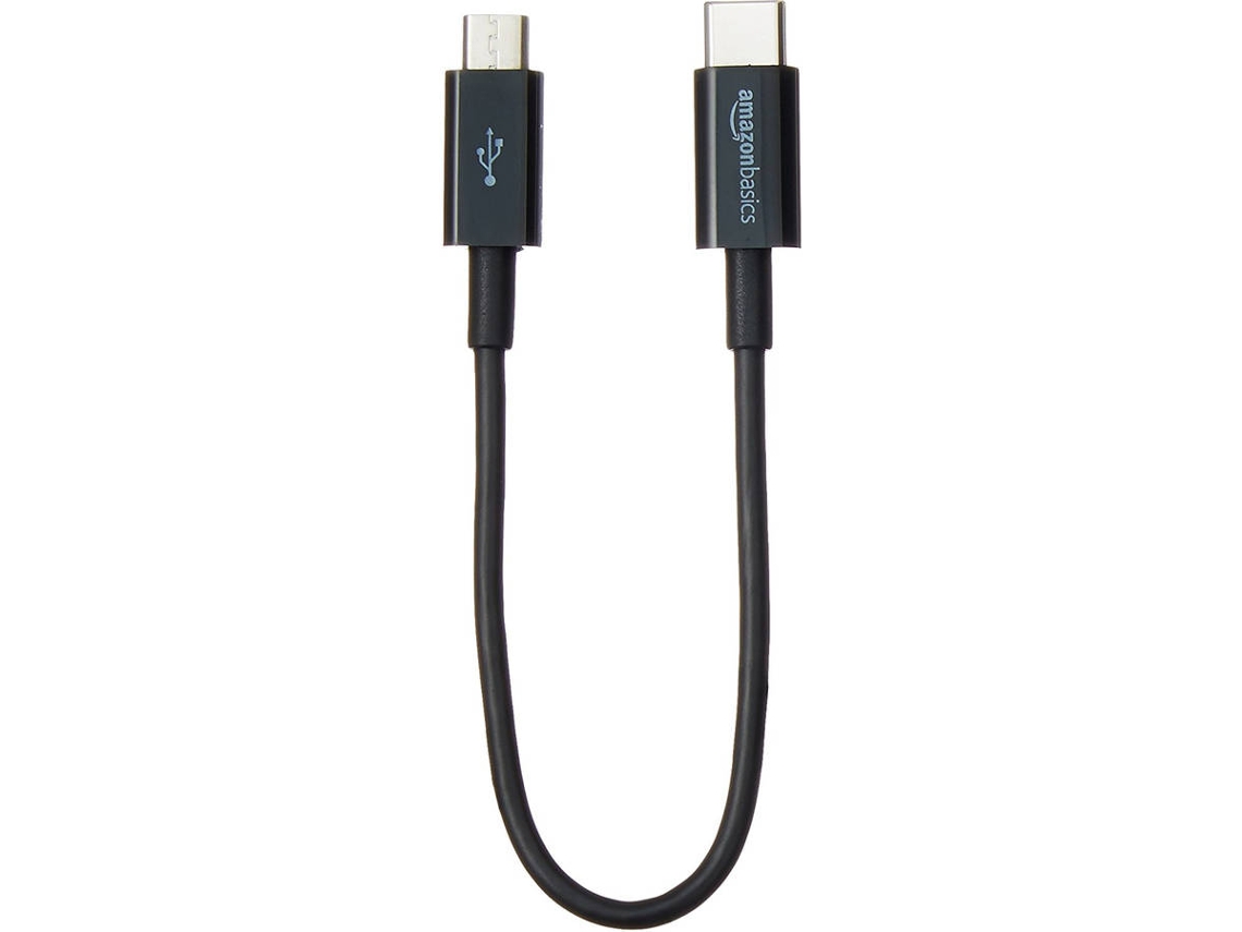 Cabo de Dados AMAZON (USB-C - Micro USB B - 15 cm - Preto)