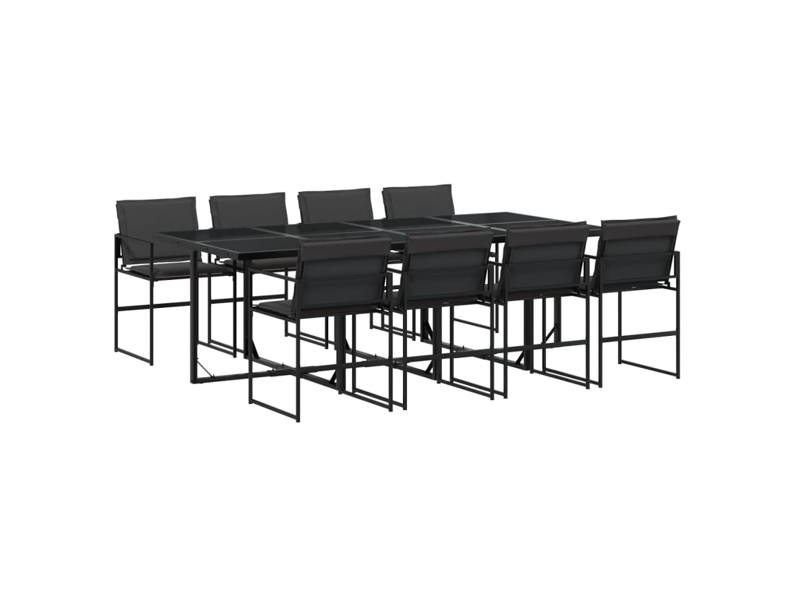 Maison Exclusive - 9 Pcs Conj. De Jantar Para Jardim C/ Almofadões Textilene Preto