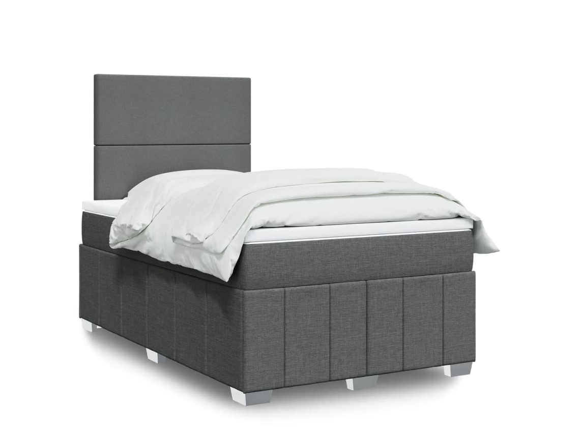 Vidaxl Cama Com Molas/colchão 120x200 Cm Tecido Cinzento-escuro