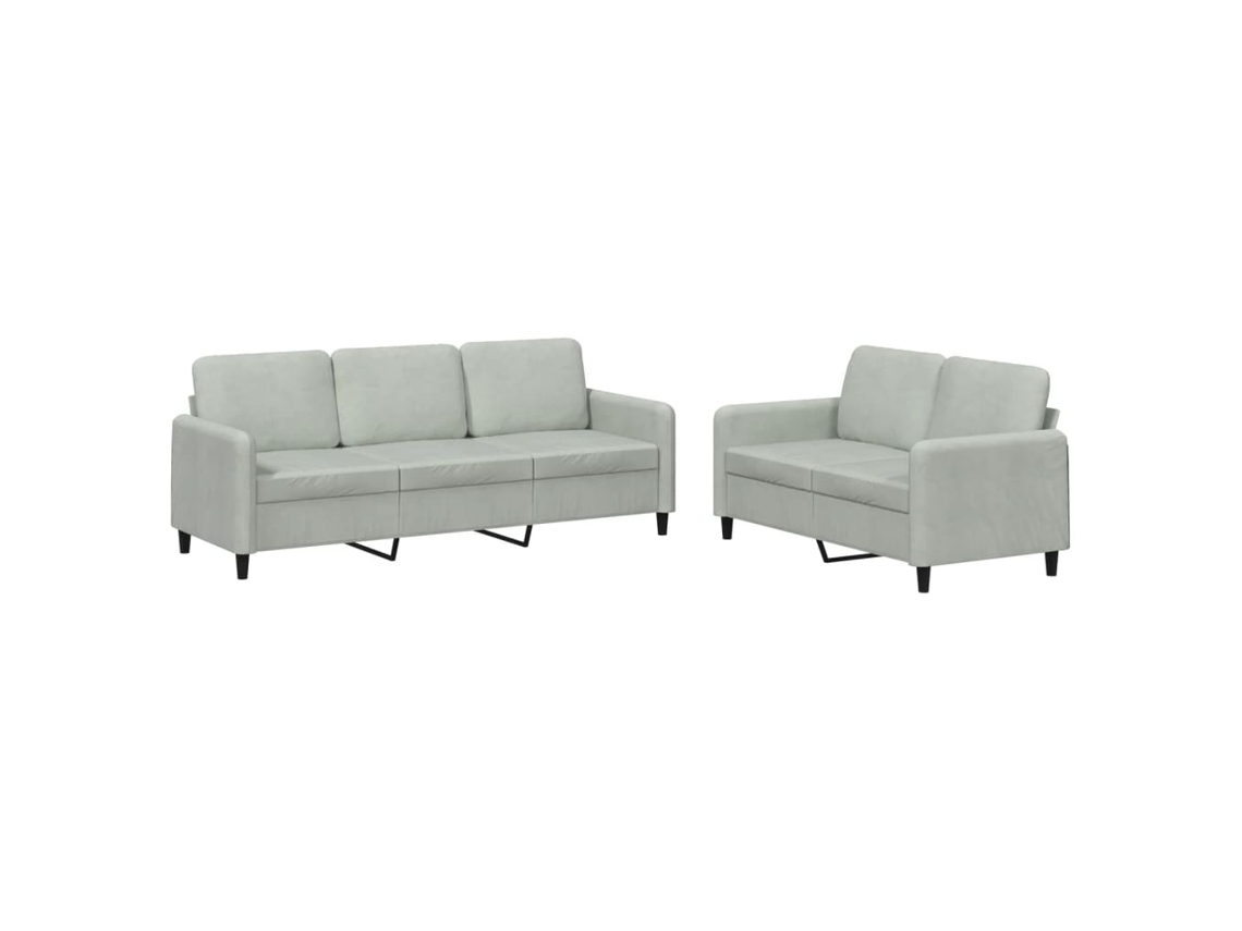 2 Pcs Conjunto de Sofás Veludo Cinzento claro MAISON EXCLUSIVE