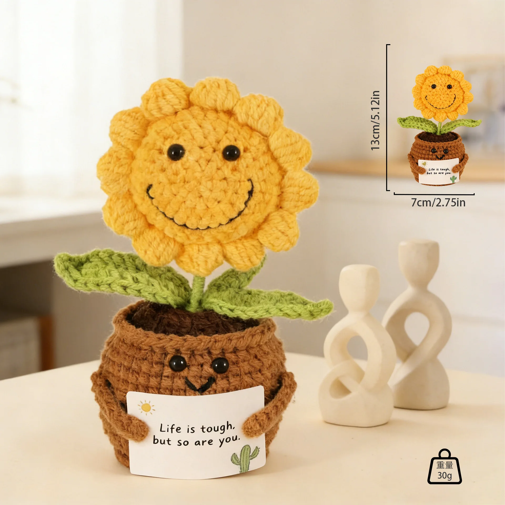 (15 Cm) Vaso De Flores Trançado À Mão, Planta Artificial, Decoração Para Presente