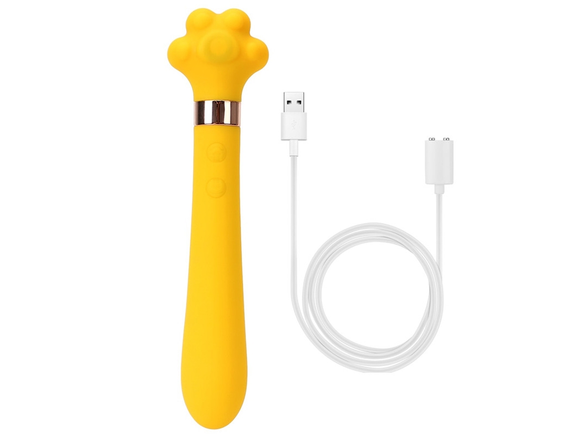 Vibrador De Massagem De Silicone De Cabea Dupla De 16 Frequncias Para Mulheres (amarelo) Yizhood