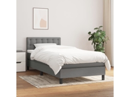 Vidaxl Cama Com Molas/colchão 90x190 Cm Tecido Cinza-escuro