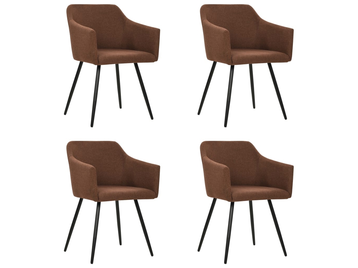 Vidaxl Cadeiras De Jantar 4 Pcs Tecido Castanho