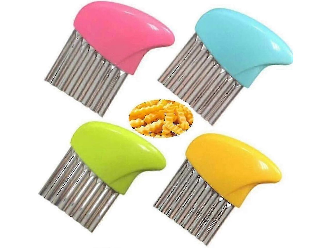 Conjunto De 4 Cortadores De Aço Inoxidável Ondulados, Fatiadores De Batata Ondulados, Seguros E Duráveis ​​para Frutas E Vegetais. Everley891