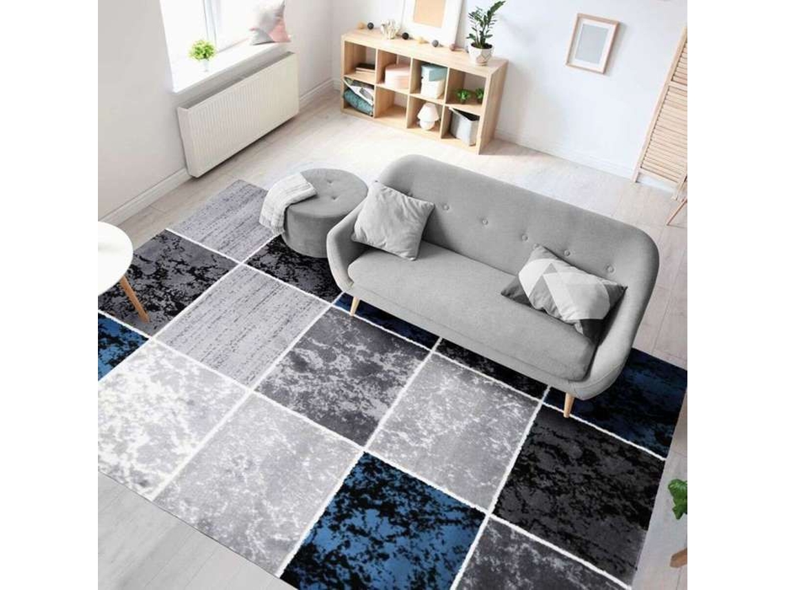 Tapete Com Padrões De Cubos Azuis 200x290