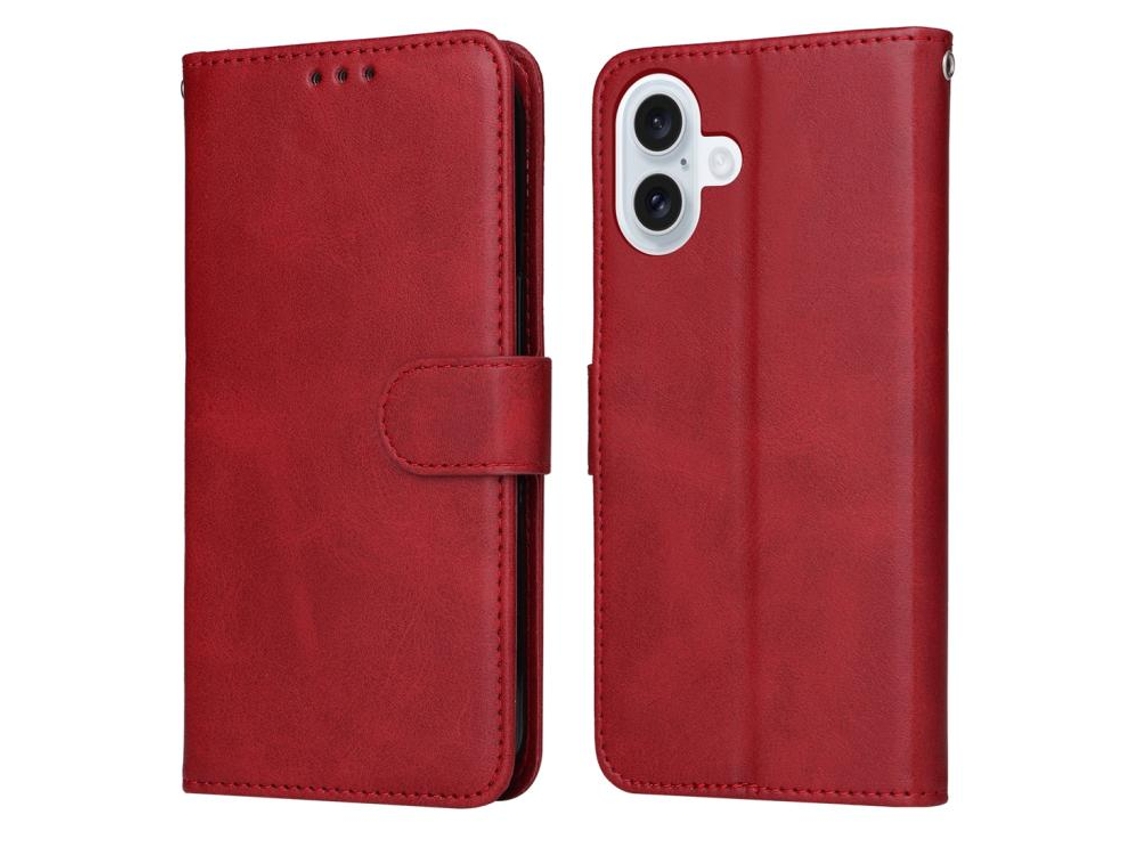 Capa Flip De Couro Para Iphone 17 - Textura De Bezerro Clássica