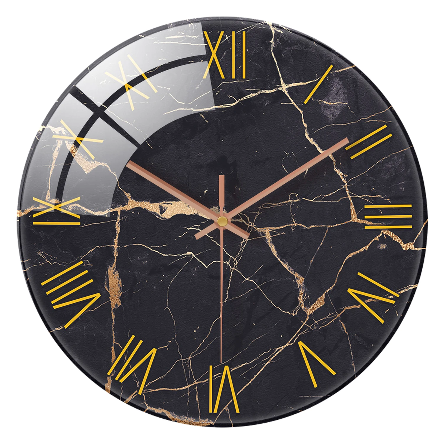 Relógio de parede em vidro temperado (35,5 cm), relógio de parede silencioso para uso doméstico.
