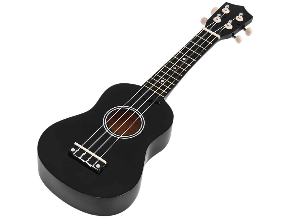 Ukelele 21 Polegadas Soprano Para Principiantes Com Cordas De Nylon Material, Preto, Madeira, 53 X 17.5 X 6.2 Cm