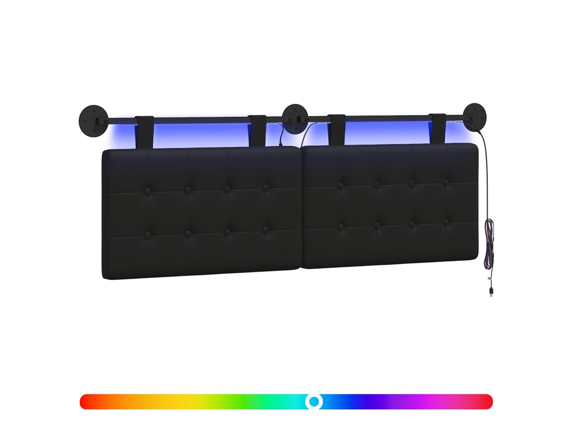 Conjunto 1 Cabeceira Suspensa Vidaxl Preto Couro Sintético (150 X 55 X 5 Cm)