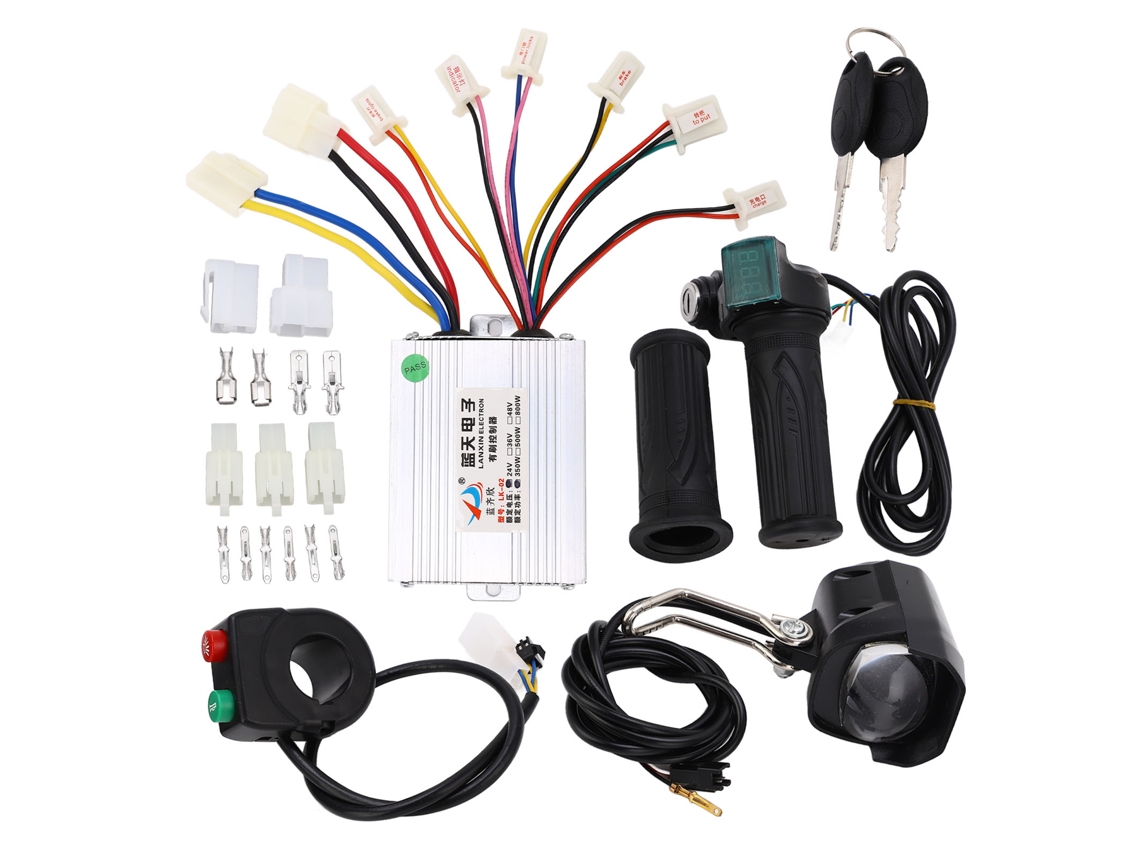 Omni-kit De Controlador De Bicicleta Eléctrica Com Guidão E Farol 24v 350w, Controlador De Escovas Para Patinete Elétrico