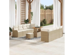 Vidaxl Conjunto De Sofá De Jardim 11 Unid. Bege Vime Pe