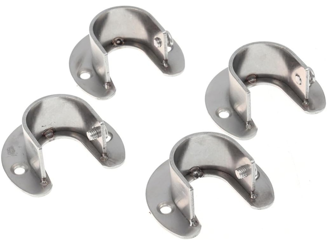 Suporte em Forma de U para Varão Roupas Aço Inoxidável, Resistente, 4 Peças, 25 Mm, CHABERLU