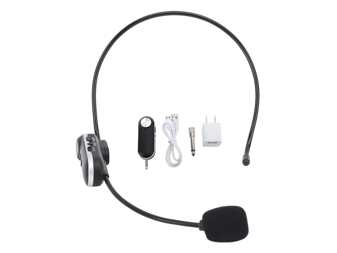 Microfone sem fio de cabeça S/MARCA, sistema UHF, ajuste universal, com adaptador