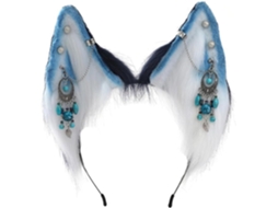 Tiara SFUSHOS de orelhas de lobo para cosplay, brincos de franja