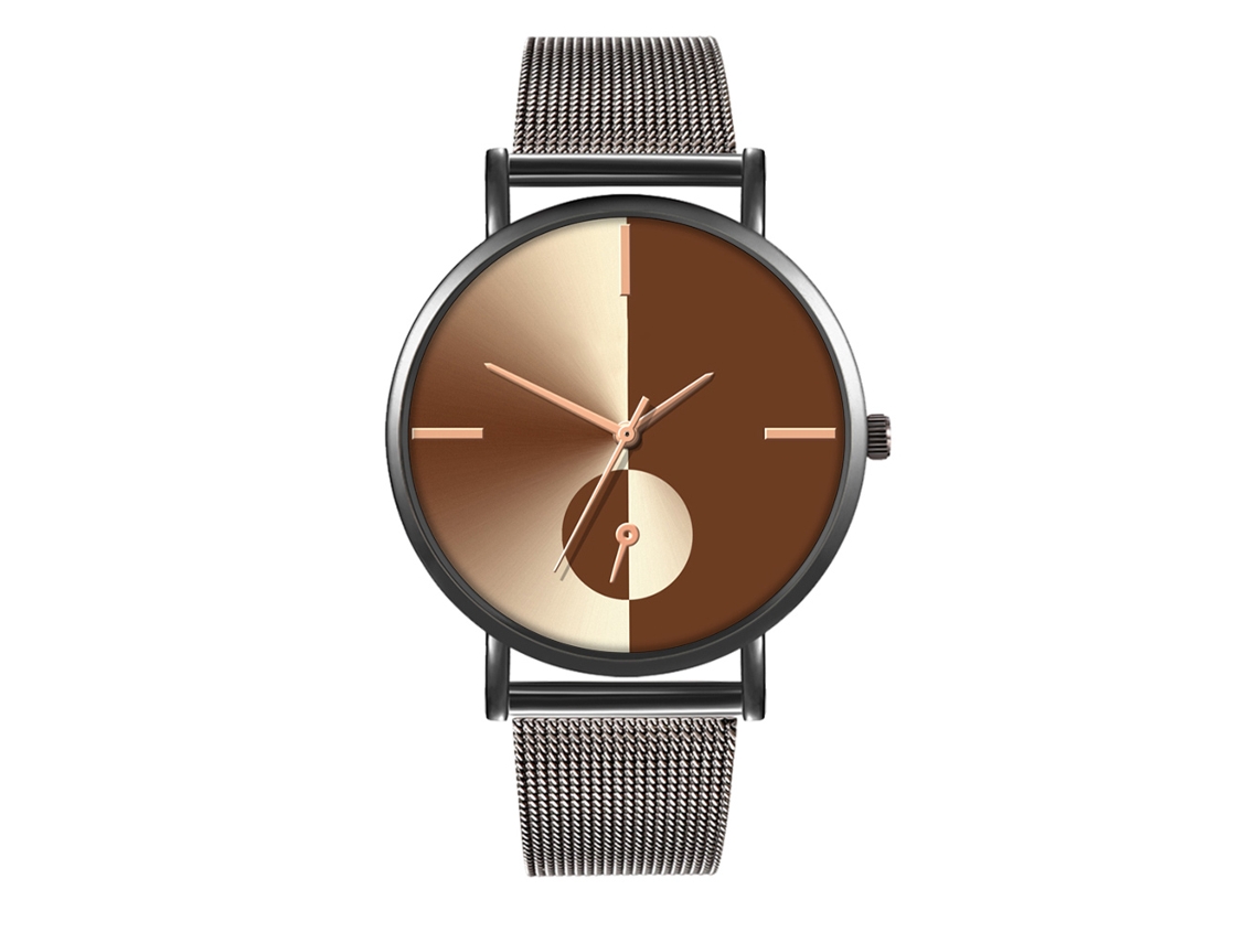 Reloj De Moda Para Parejas Con Correa De Malla Dial Redondo Cuarzo Unisex