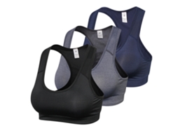 Kit de 3 Sutiãs Esportivos Racerback com Bola para Mulher | S/MARCA