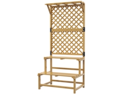 Suporte Para Plantas De Madeira Com Treliça Para Vasos De 2 Níveis Para Jardim Pátio Terraço 75x50x166 Cm Natural