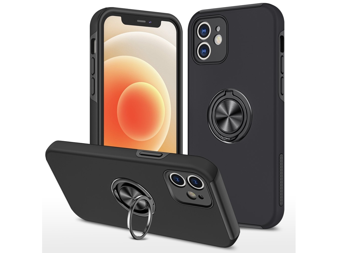 Suporte Casa Para Iphone 12 Pele Sintética Preto