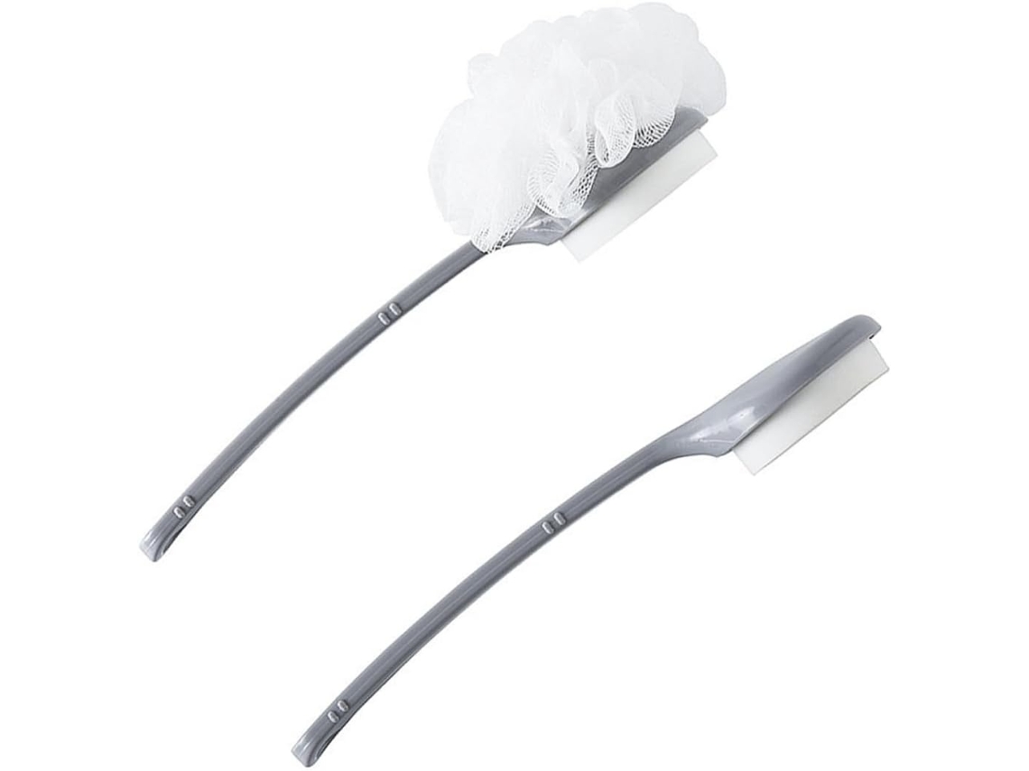 Lurelia Kit De 2 Escovas Para Costas De Cuidado Corporal, Pega Ergonómica, Massagem Suave E Cor Cinzento