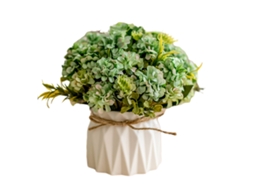 Mini Flores Artificiais de Hortênsia em Vaso de Cerâmica para Decoração de Mesa de Escritório NEVEANCE