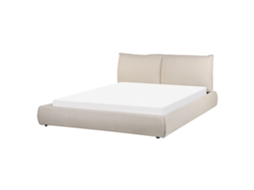 Cama de casal BELIANI Vinay de Poliéster Creme 176x233x90