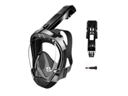 Máscara De Mergulho Com Snorkel De Rosto Inteiro Com O Mais Recente Sistema De Parte Superior Seca E Suporte Para Câmera S/m Preto Siurn
