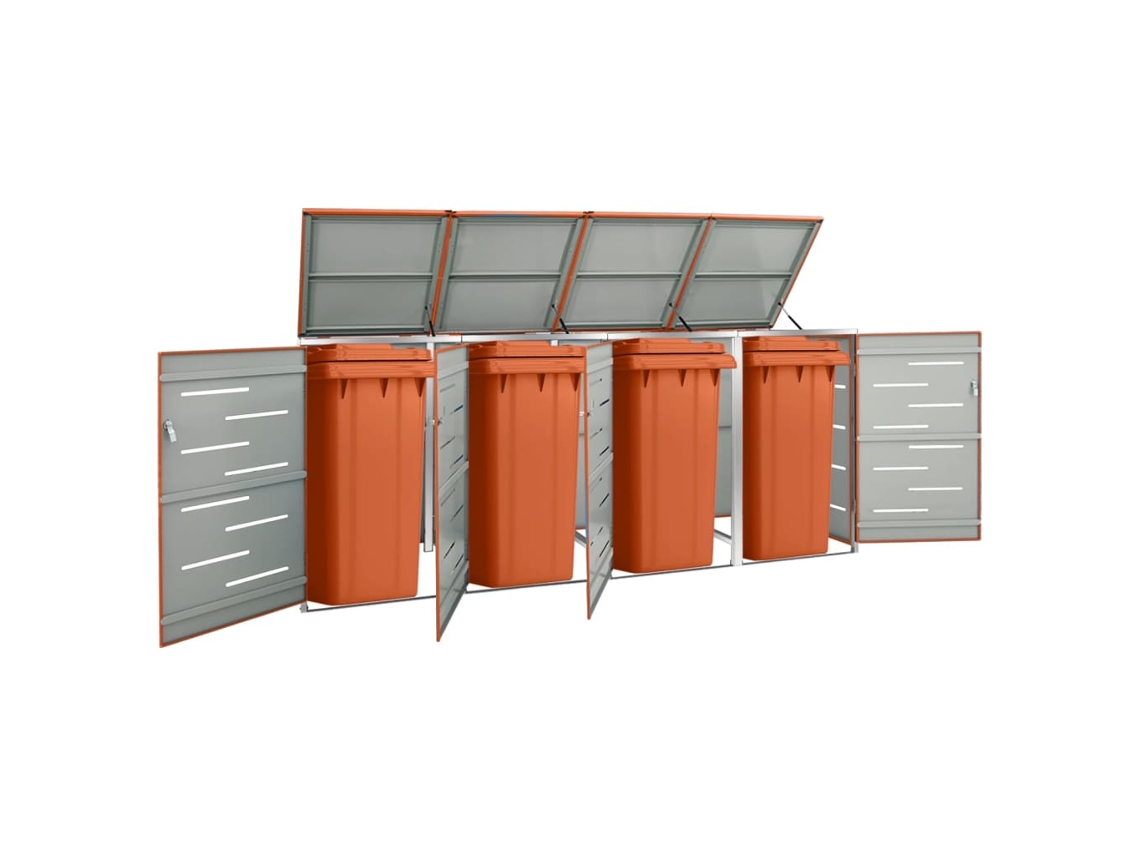 Vidaxl Abrigo Quádruplo Para Caixotes Do Lixo 276,5x77,5x115 Cm Aço