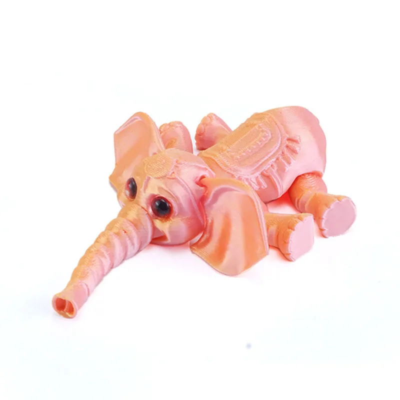 Lindo Brinquedo de Elefante em Forma de Desenho Animado Impresso em 3d com Membros Articulados. MDUG