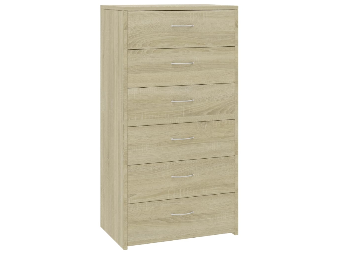 Aparador MAISON EXCLUSIVE com 6 gavetas em contraplacado cor carvalho (50x34x96 cm)