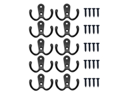 Preto - Conjunto De 10 Ganchos De Parede Para Casacos, Ganchos Duplos Com Parafusos Para Pendurar