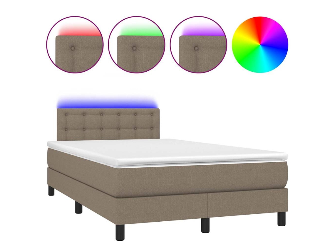 Box Spring Bed, Box Spring Beds Vidaxl Cinzento-acastanhado Tecido (120 X 200 Cm)