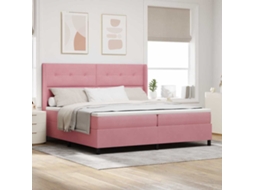 Vidaxl Cama Box Com Cabeceira Rosa 200 X 200 Cm Veludo