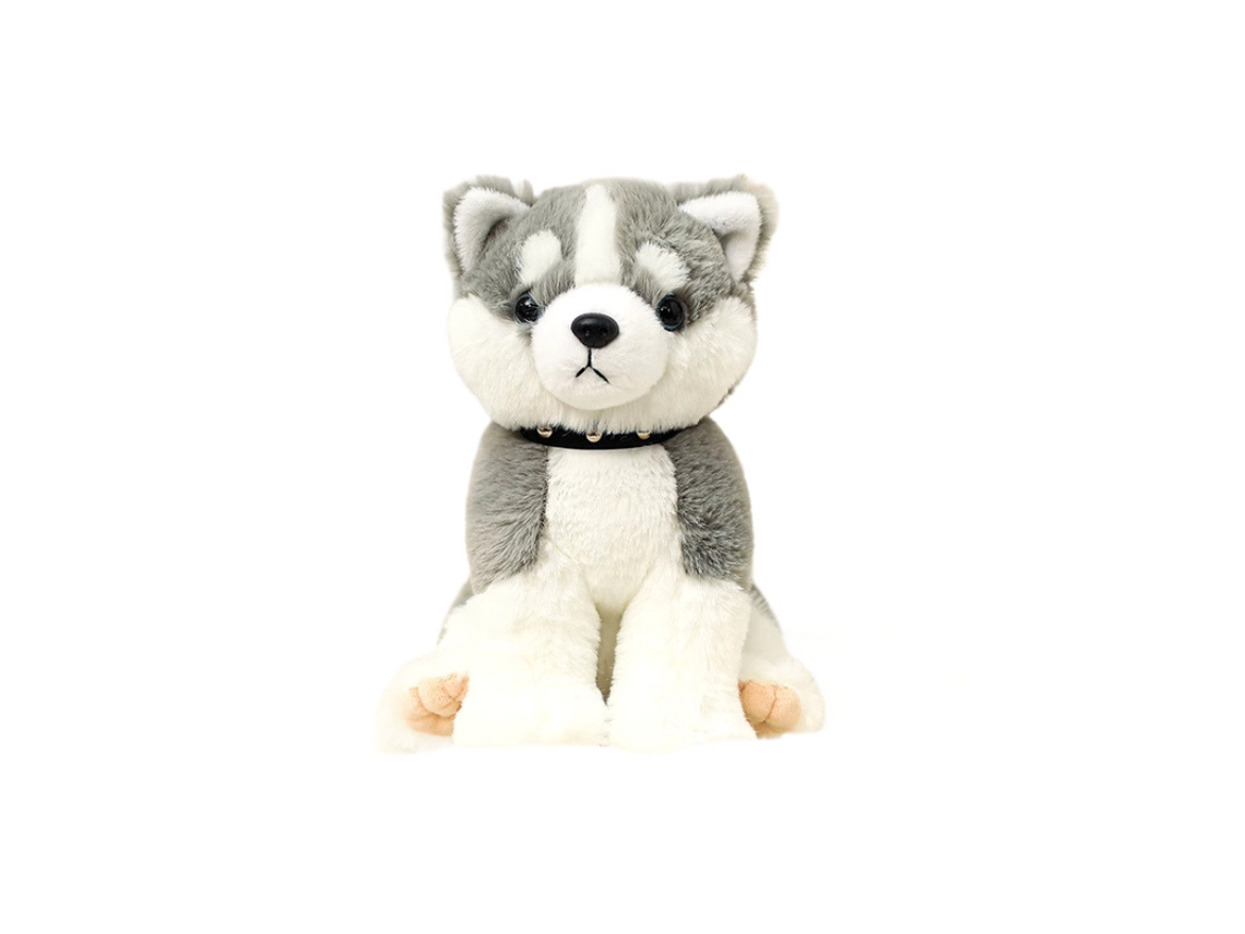 Cachorro de Pelúcia Realista Husky Cinza Escuro Brinquedo Macio para Crianças CHABERLU