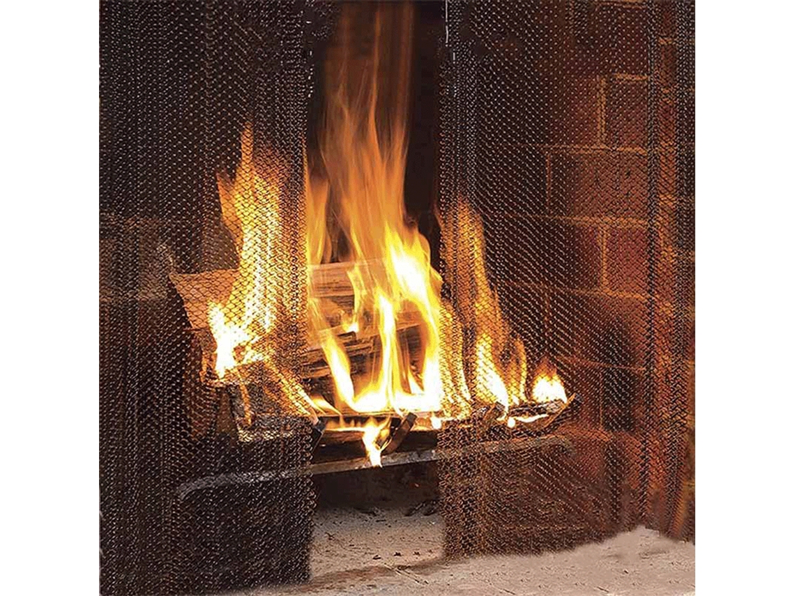 2pcs Fireplace Mesh Curtains (prevent Sparks, Protect Carpets) Eoocoo