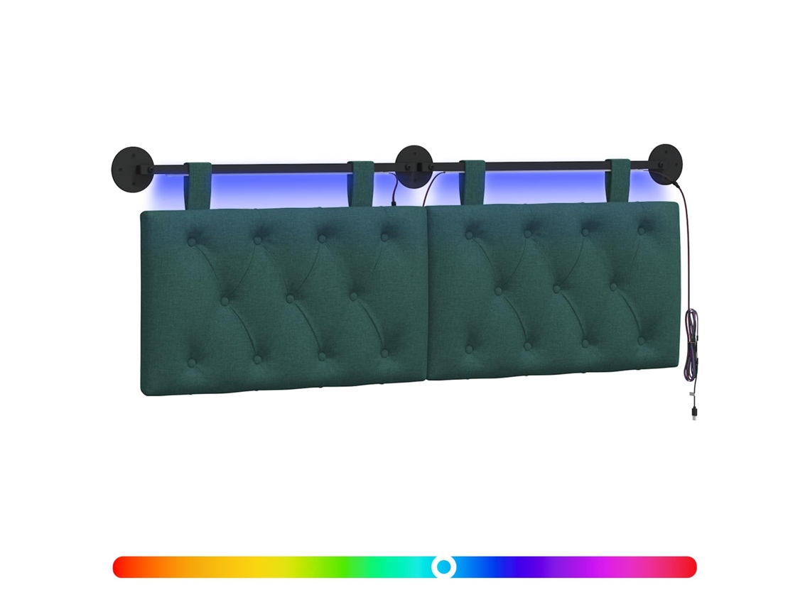 Conjunto 1 Cabeceira Suspensa Vidaxl Verde Tecido (150 X 55 X 7 Cm)