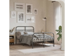 Estrutura De Cama Com Cabeceira E Pés 120x190 Cm Metal Preto