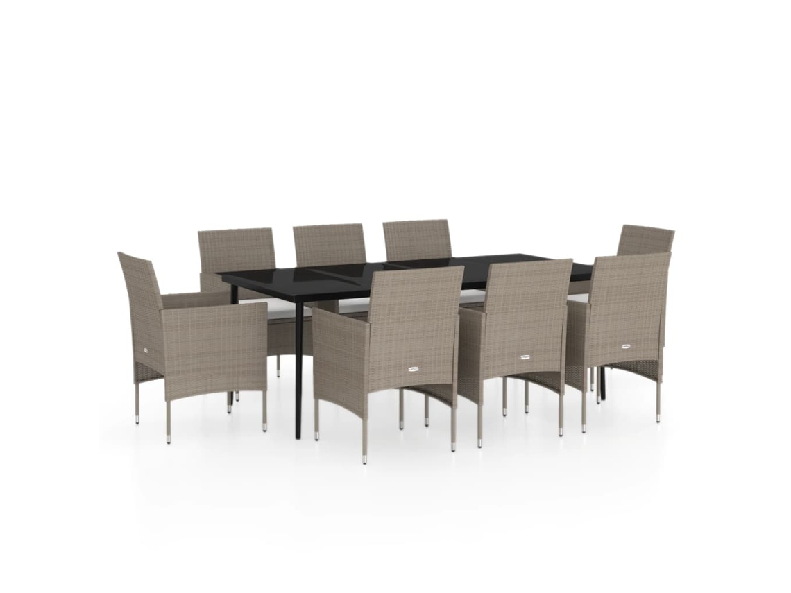 Garden Dining Set, Garden Dining Sets Vidaxl Bege Rattan / Vime (200 Cm Table Length)