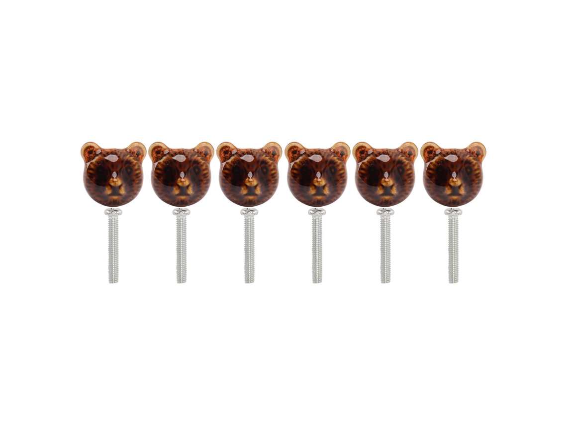 6pcs Maçaneta de Porta Urso em Liga de Zinco | S/MARCA