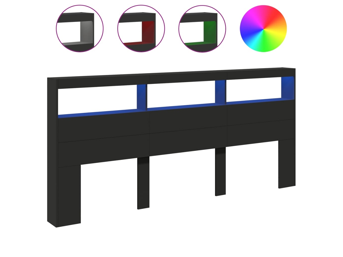 Headboard Cabinet, Headboard Cabinets Vidaxl Preto Madeira Processada (220 X 17 X 102 Cm)