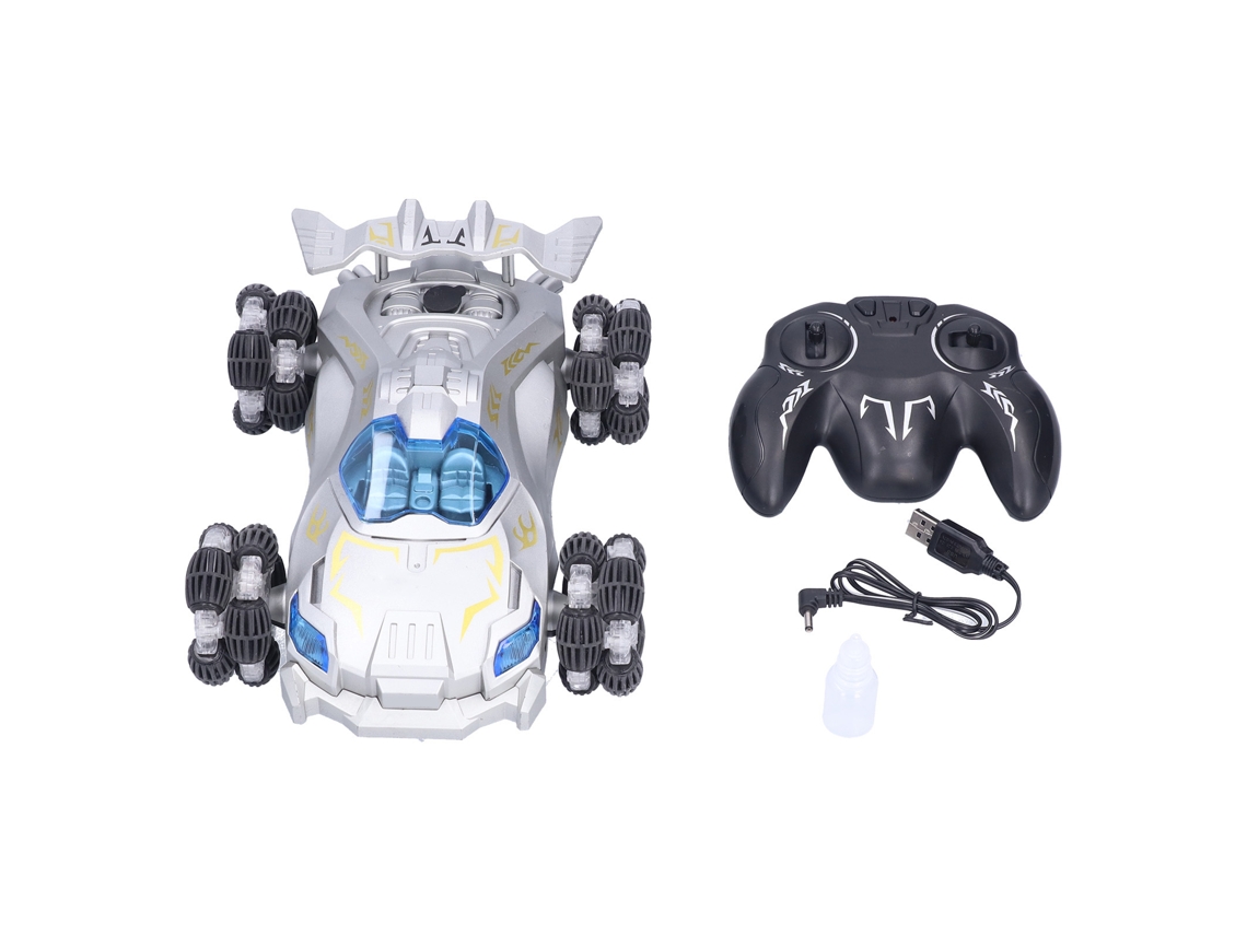 Walshlxq coche de Control Remoto 360° Derrape Fácil 1:12 Luces Led Resistente Rc para Niños Plata