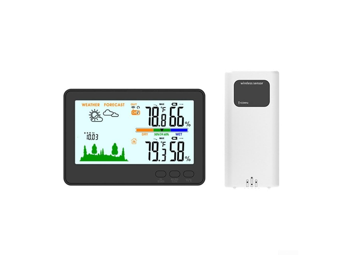 Termômetro E Higrômetro Com Estação Meteorológica Sem Fio De 433mhz, Tela Colorida, Uso Interno E Externo