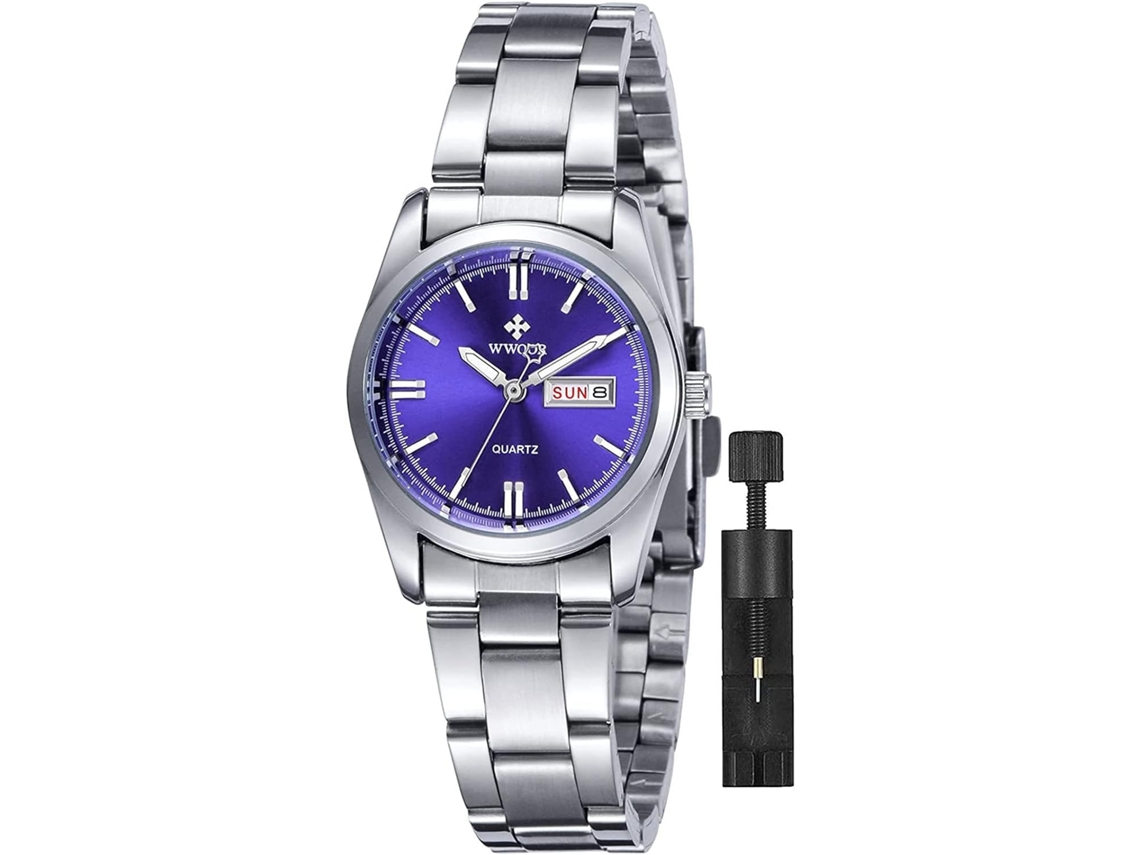 Lurelia Pulseira Para Relógio, Movimento De Quartzo, Analógico, Data/calendário, 30,5mm, 10mm, 16mm, Aço Inoxidável, Abs, Resistente À Água 30m, Azul