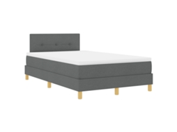 Cama Box  Com Colchão E Led Cinza Escuro Vidaxl Tecido (120x190 Cm)