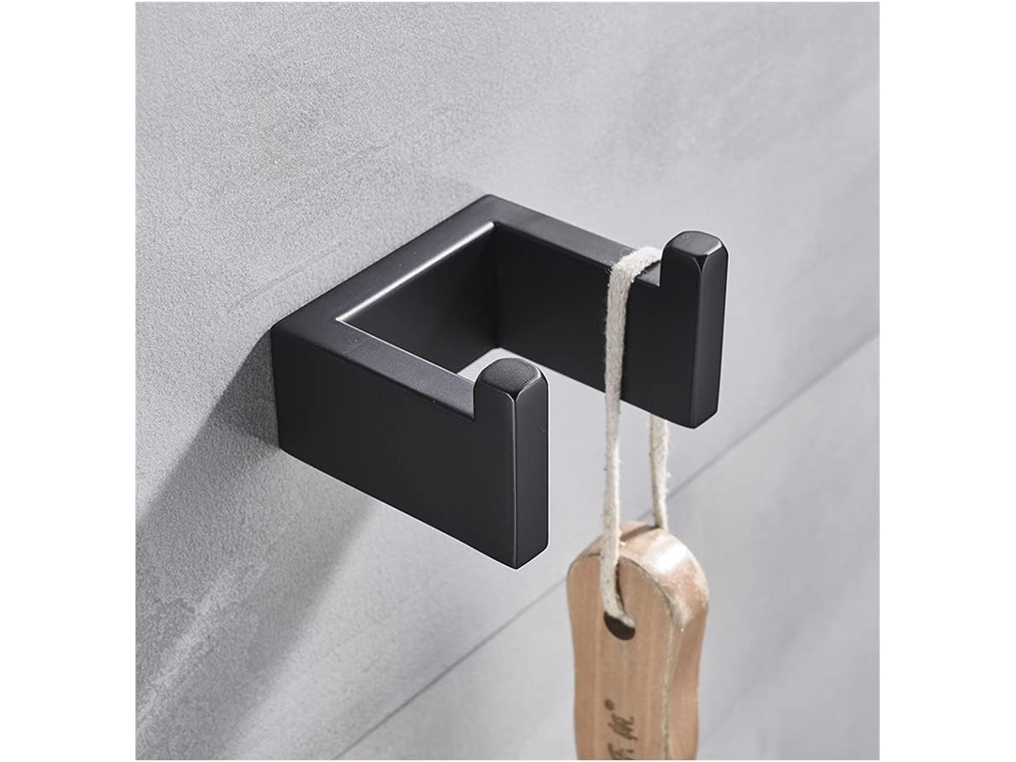 Suporte De Toalha Parede, Conjunto De Acessórios Para Banheiro, Gancho Para Roupão Preto, Barra De Toalha, Prateleira