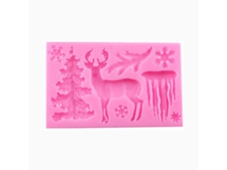 Bolo de Natal 3D Molde de Chocolate Molde de Assar Árvore Boneco de Neve Fondant de Silicone Forma Rosa