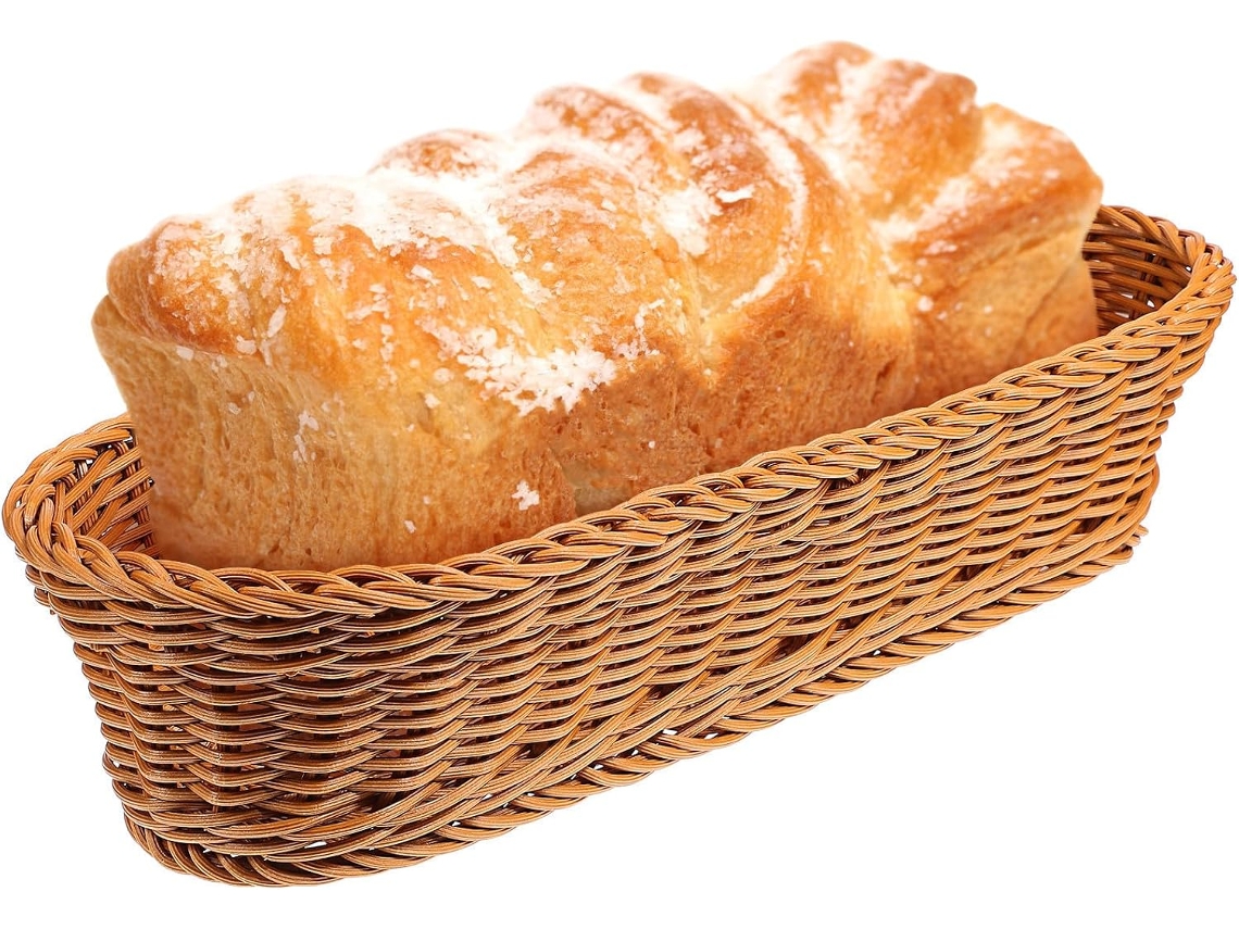 Cesta Para Pão Ovalada De Pp Marrón, Estilo Rústico E Natural